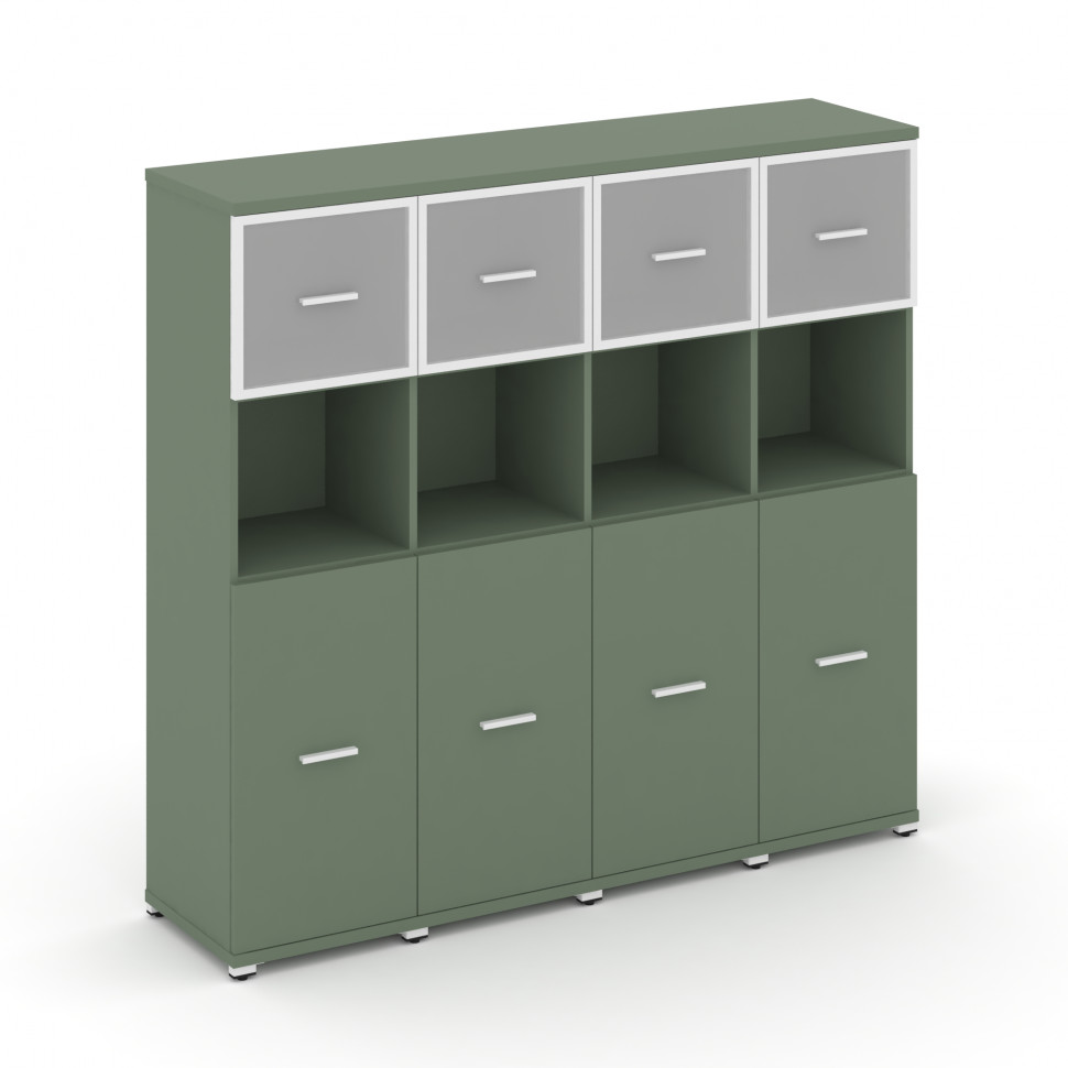 Concept Шкаф 4 узкие секции, 4 ниши CN.STU-445 RMW W Кобо/Металл Белый/Сатин 1668*420*1554