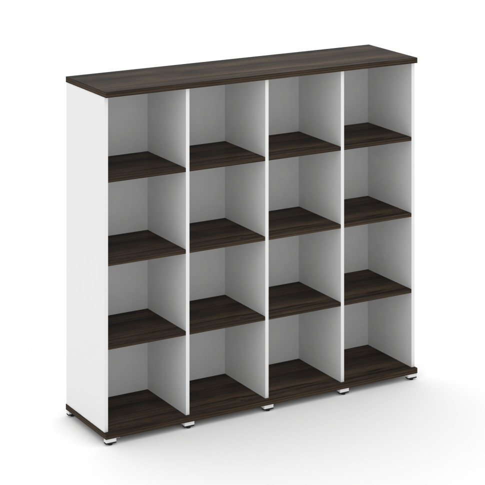 Concept Стеллаж 4 узкие секции, 4 ниши CN.STU-440 Дуб Мали/Белый Бриллиант/Металл Белый 1668*420*155