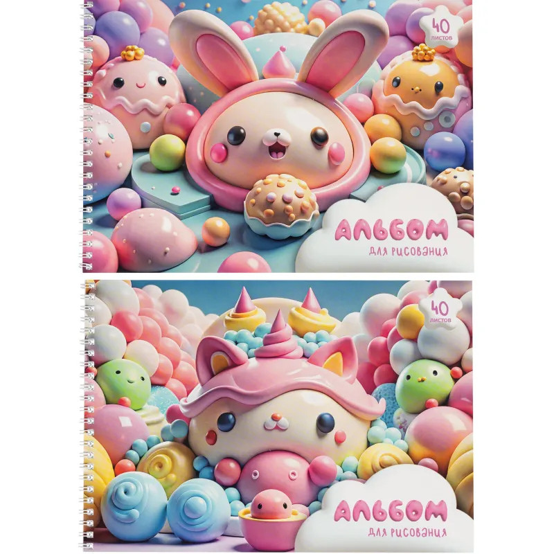 Альбом для рисования Комус Класс Sweet,А4,40л,спираль,в асс,2шт/уп Альбом для рисования Комус Класс Sweet,А4,40л,спираль,в асс,2шт/уп