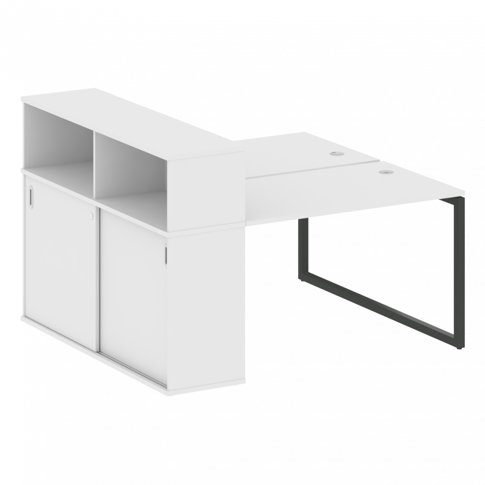 Metal System Quattro Рабочая станция с шкафом-купе на О-образном м/к 40БО.РС-СШК-2.2 Т Белый/Металл Metal System Quattro Рабочая станция с шкафом-купе на О-образном м/к 40БО.РС-СШК-2.2 Т Белый/Металл