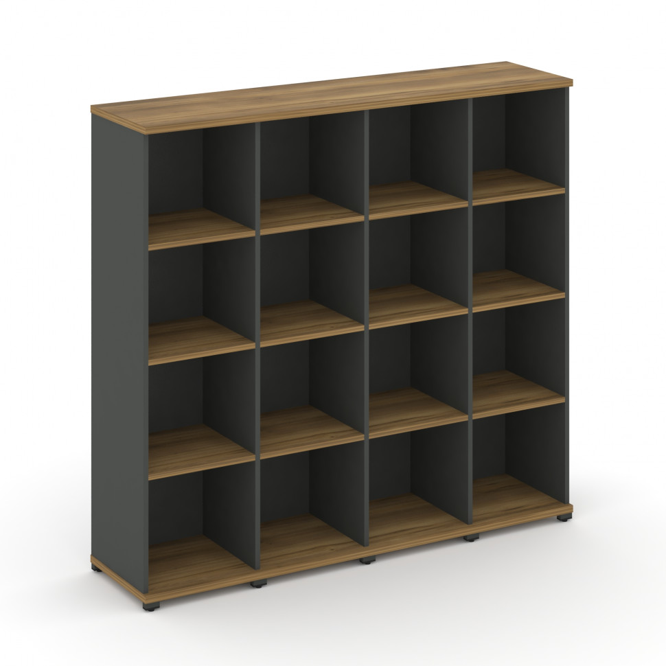 Concept Стеллаж 4 узкие секции, 4 ниши CN.STU-440 Сандал Янтарный/Антрацит/Металл Антрацит 1668*420*