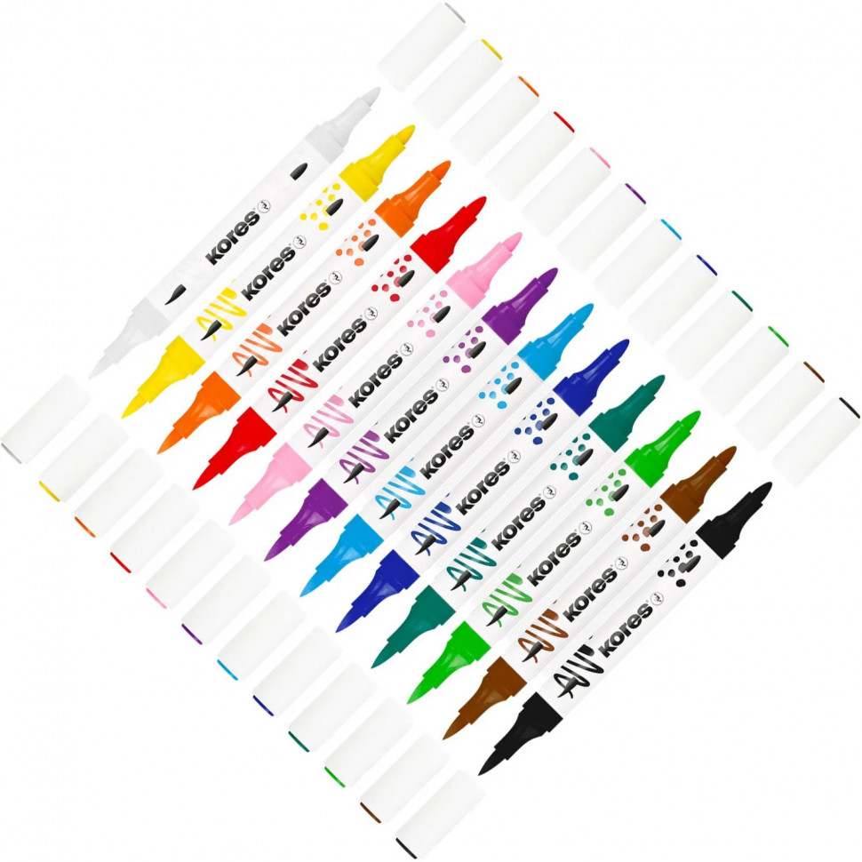 Набор маркеров Kreative Markers Acrylic duo tip пластиковый бокс 12цв,23121