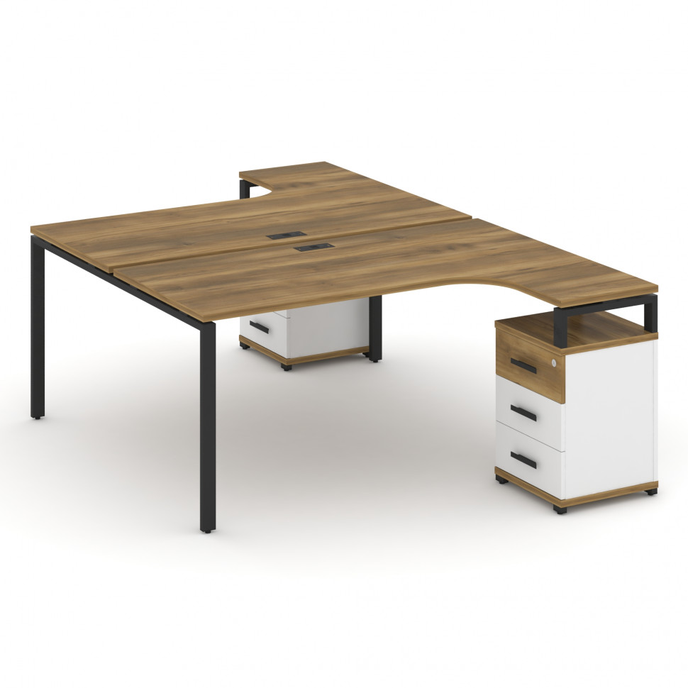 Concept Рабочая станция с 2 опорными тумбами CN.DSA-306 B Сандал Янтарный/Белый Бриллиант/Металл Чер