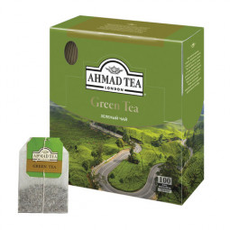 Чай AHMAD (Ахмад) "Green Tea", зеленый, 100 пакетиков по 2 г, 478i-08