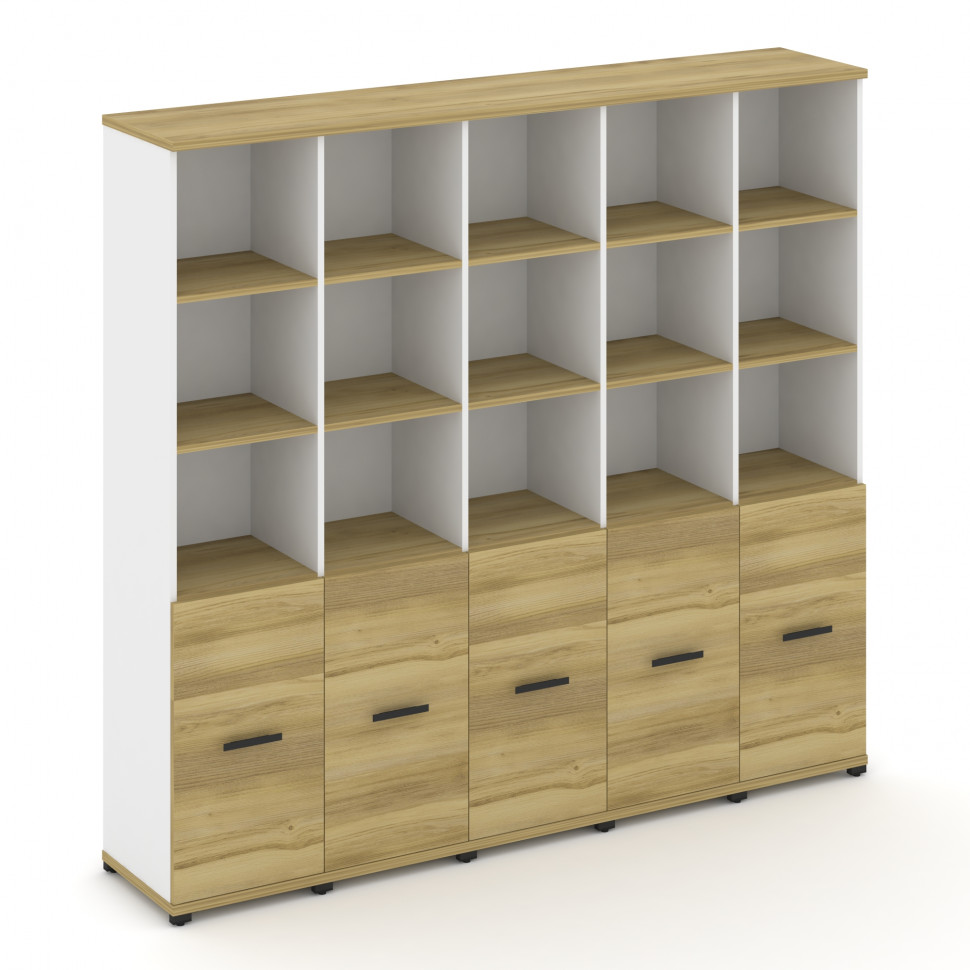 Concept Шкаф 5 узких секций, 5 ниш CN.STU-551 B Дуб Винченцо/Белый Бриллиант/Металл Черный 2084*420*