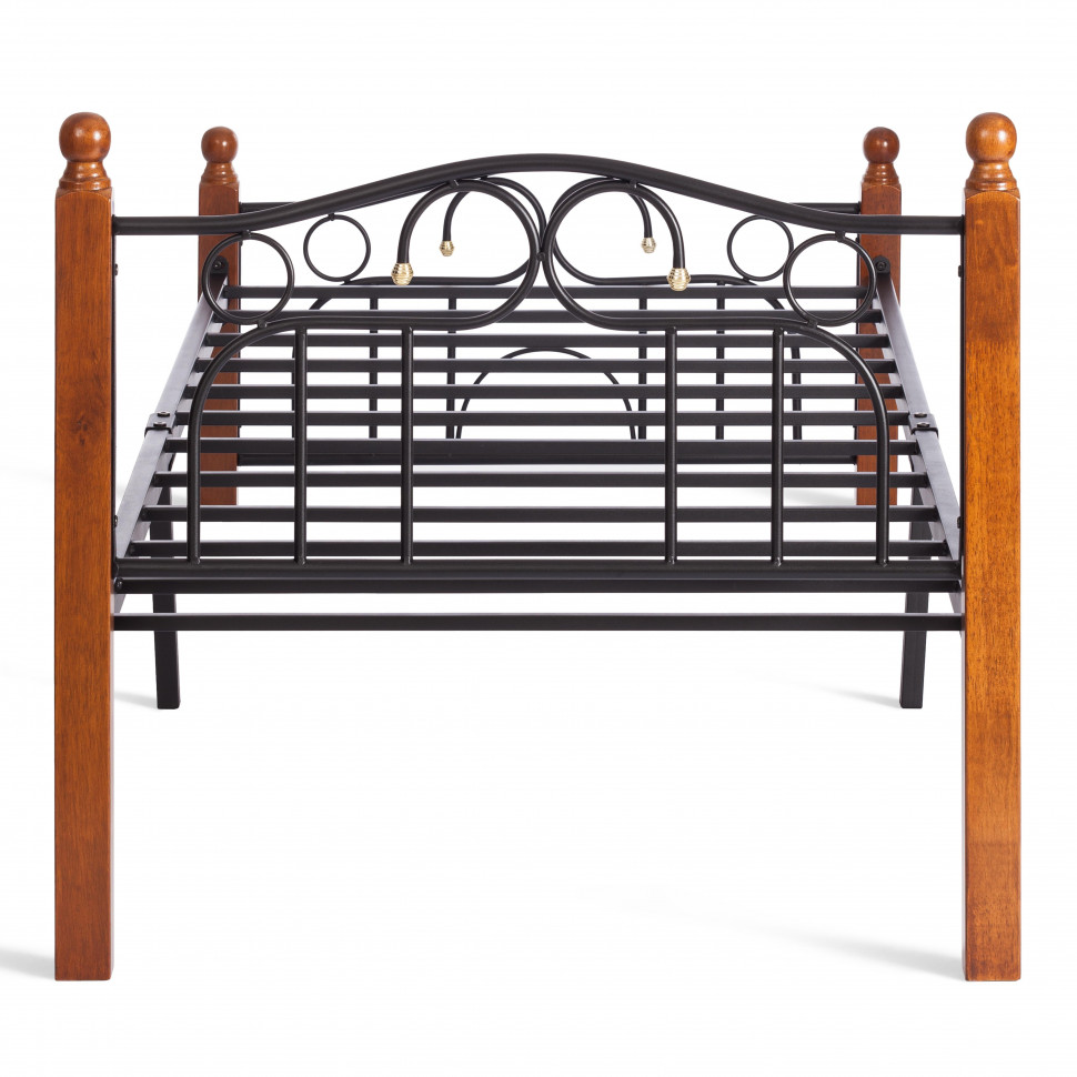 Кровать AT-808 дерево гевея/металл, 90*200 см (Single bed), красный дуб/черный