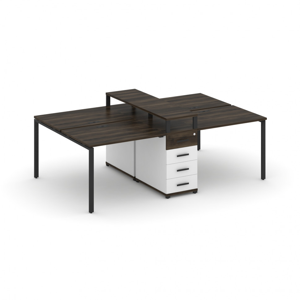 Concept Рабочая станция 4 места с 1 опорной тумбой CN.DRS-433 B Дуб Мали/Белый Бриллиант/Металл Черн