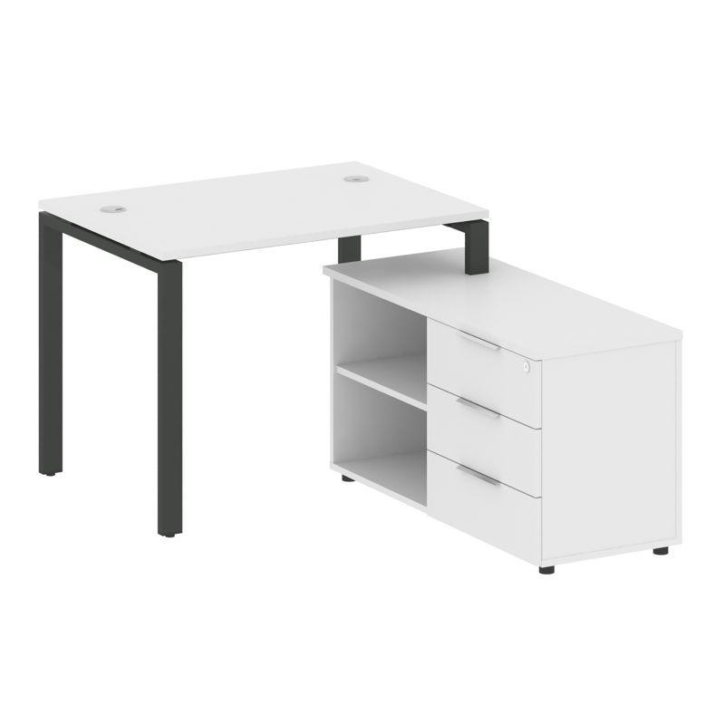 Metal System Рабочая станция с тумбой на П-образном м/к БП.РС-СТС-2.1 (R) Белый/Металл Антрацит 1100