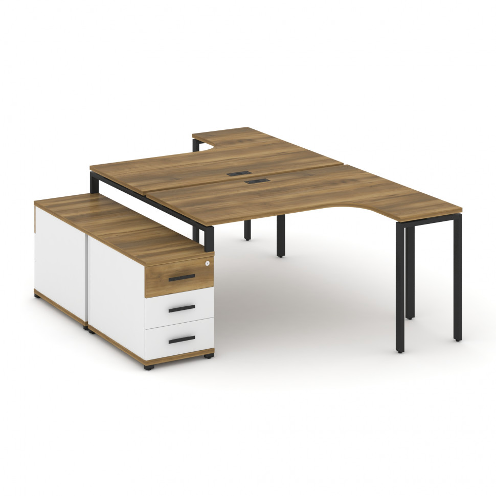 Concept Рабочая станция с двойной опорной тумбой CN.DSA-301 B Сандал Янтарный/Белый Бриллиант/Металл