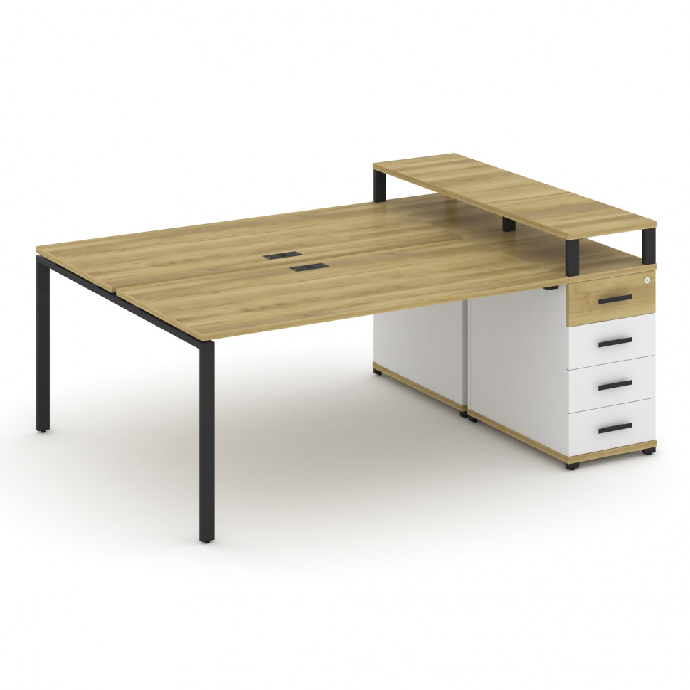 Concept Рабочая станция с 1 опорной тумбой CN.DRS-412 B Дуб Винченцо/Белый Бриллиант/Металл Черный 2