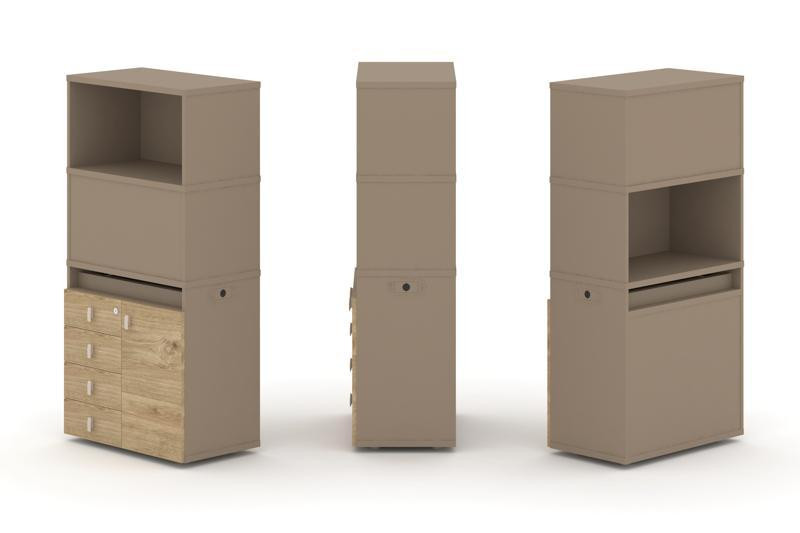 Estetica Набор №2. Тумба одиночная+высокая надставка ES.NB.1V-2 Латте/Тиквуд Светлый 750*410*1520