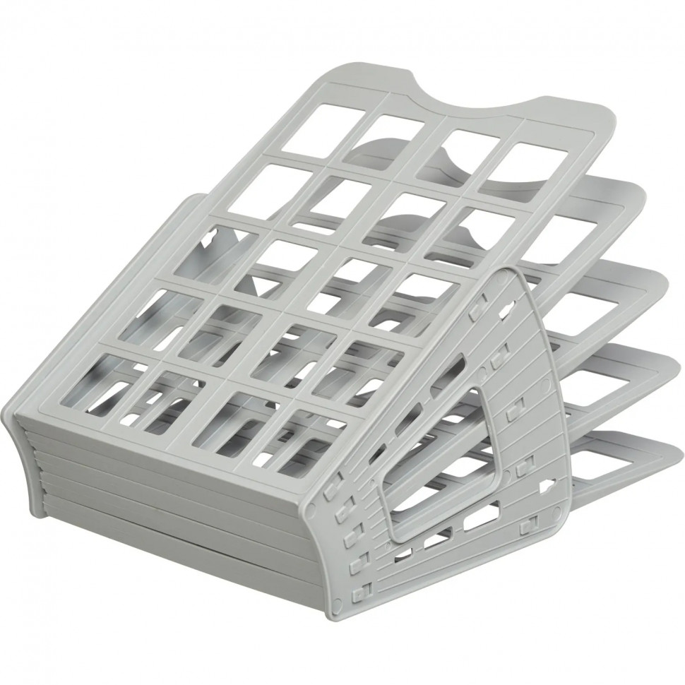 Лоток вертикальный Attache Веер сборный на 4 отделения серый юк