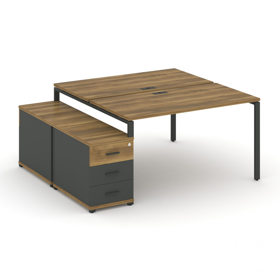 Concept Рабочая станция 2 места с двухсторонней опорной тумбой CN.DRS-302 A Сандал Янтарный/Антрацит Concept Рабочая станция 2 места с двухсторонней опорной тумбой CN.DRS-302 A Сандал Янтарный/Антрацит