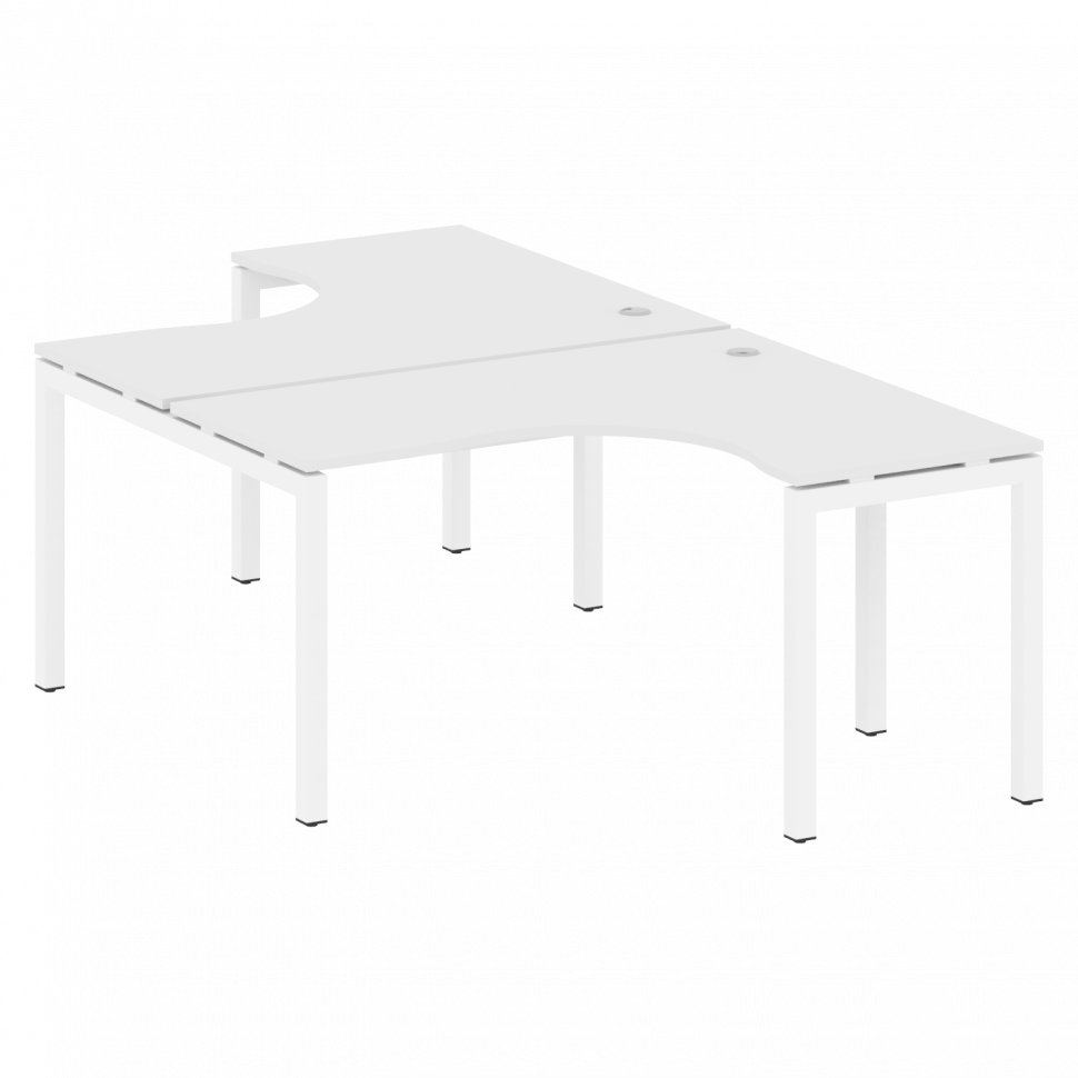 Metal System Quattro Рабочая станция криволинейная на П-образном м/к 50БП.РАС-СА-2.3 Белый/Металл Бе