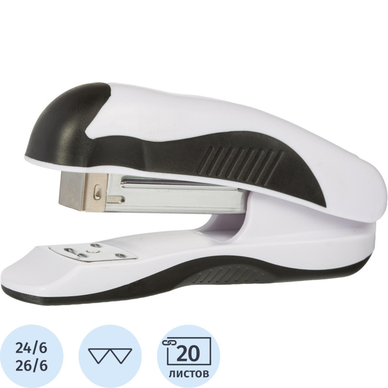 Степлер Attache Master до 20 листов,№24/6, 26/6 белый/черный