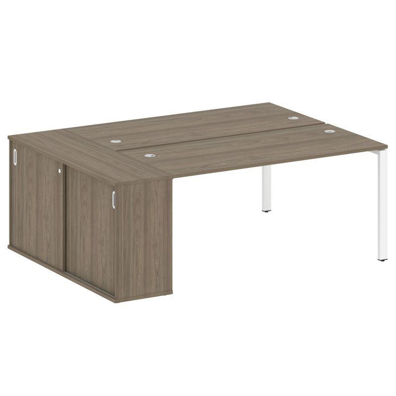 Metal System Рабочая станция с шкафом-купе на П-образном м/к БП.РС-СШК-1.4 Т Вяз Благородный/Металл