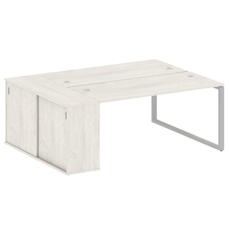 Metal System Рабочая станция с шкафом-купе на О-образном м/к БО.РС-СШК-1.4 Т Дуб Наварра/Металл Серы