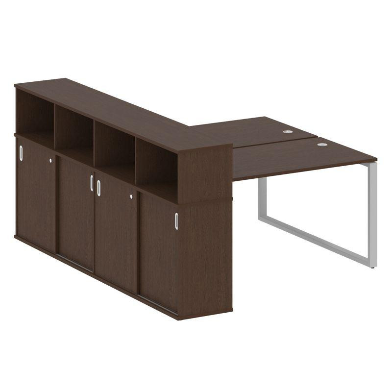 Metal System Рабочая станция с шкафом-купе на О-образном м/к БО.РС-СШК-4.3 Т Венге Цаво/Металл Серый