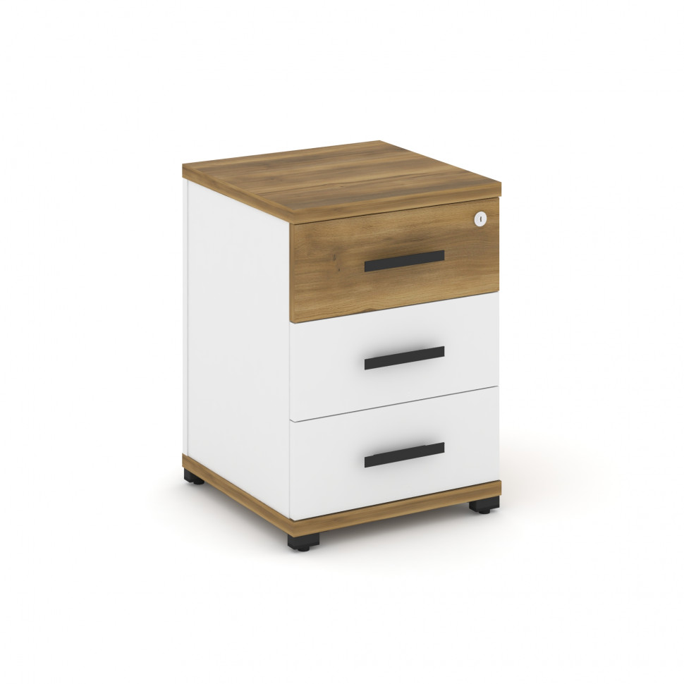 Concept Тумба опорная/приставная 3 ящ. CN.TUO-001 B Сандал Янтарный/Белый Бриллиант/Металл Черный 42