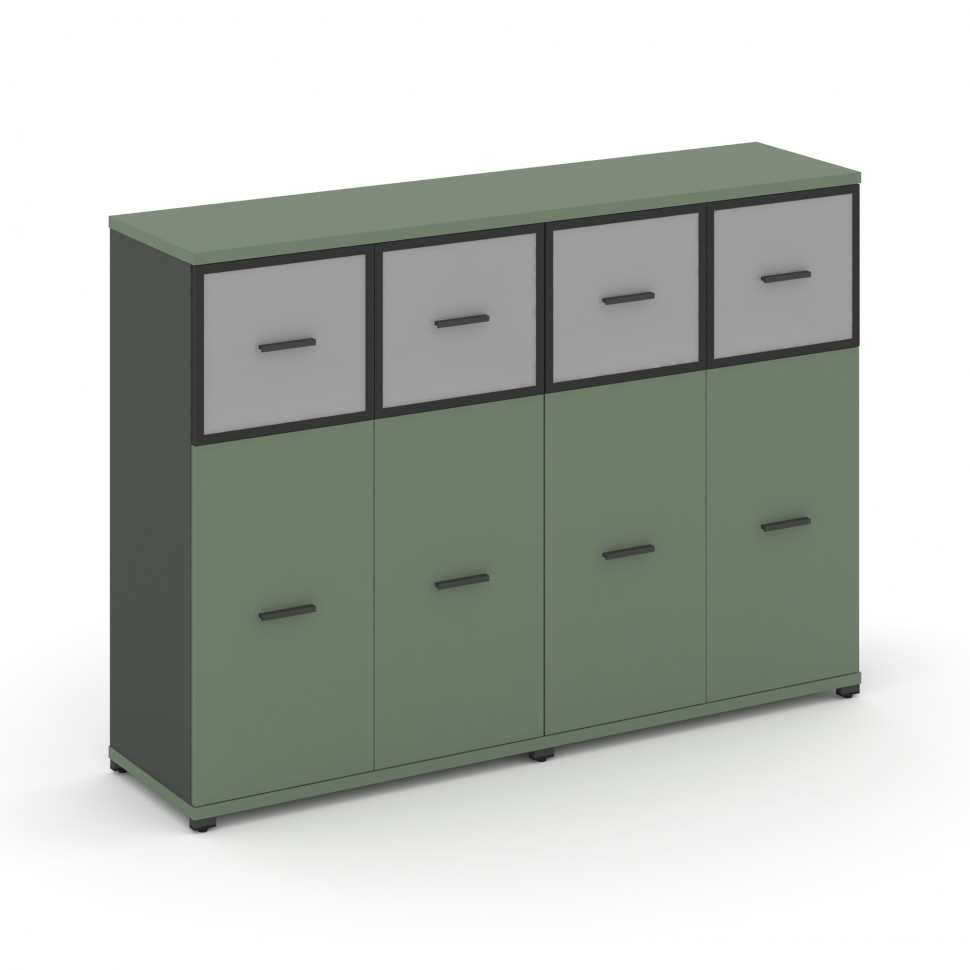 Concept Шкаф 2 широкие секции, 3 ниши CN.STS-324 RMB A Кобо/Антрацит/Металл Антрацит/Сатин 1668*420*