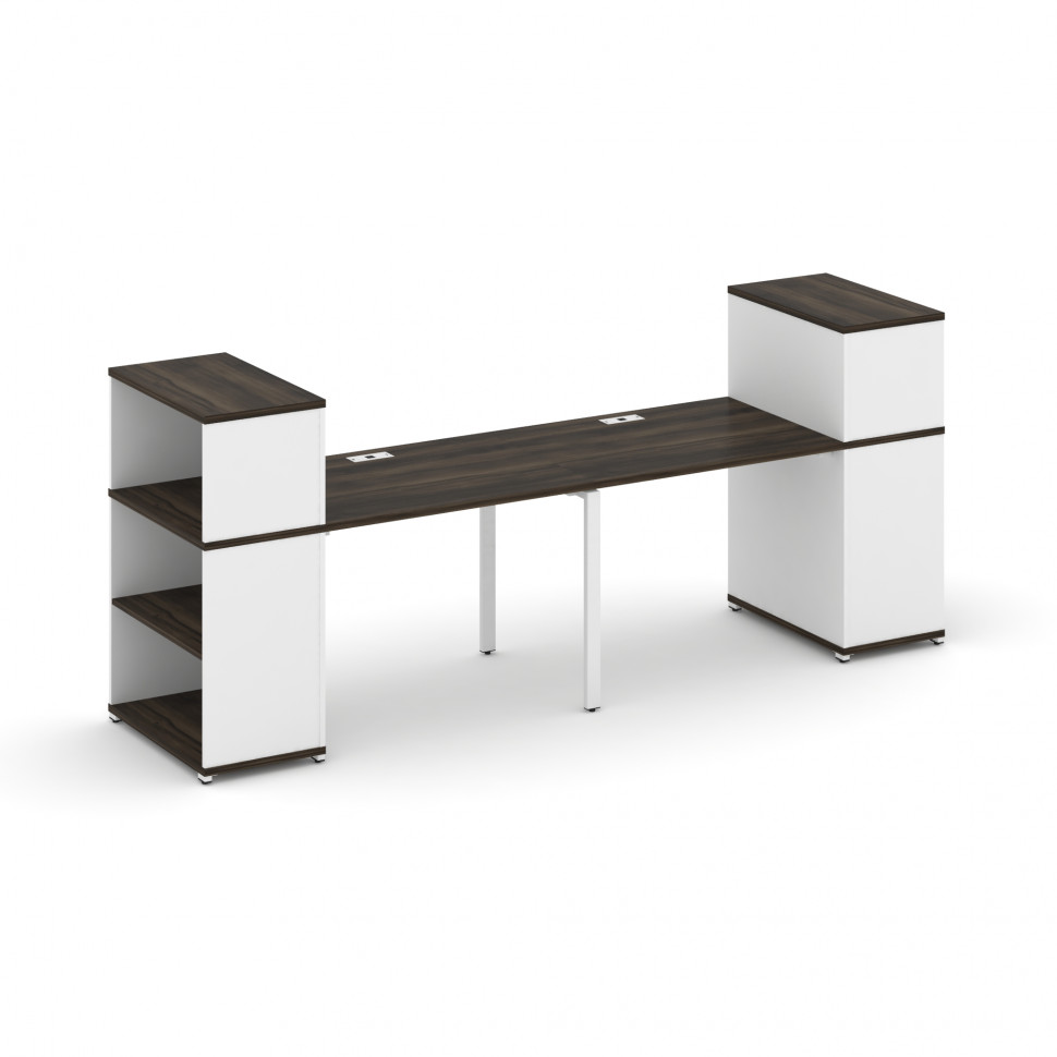 Concept Рабочая станция с опорными стеллажами с надставкой низ. CN.ORS-209 Дуб Мали/Белый Бриллиант/