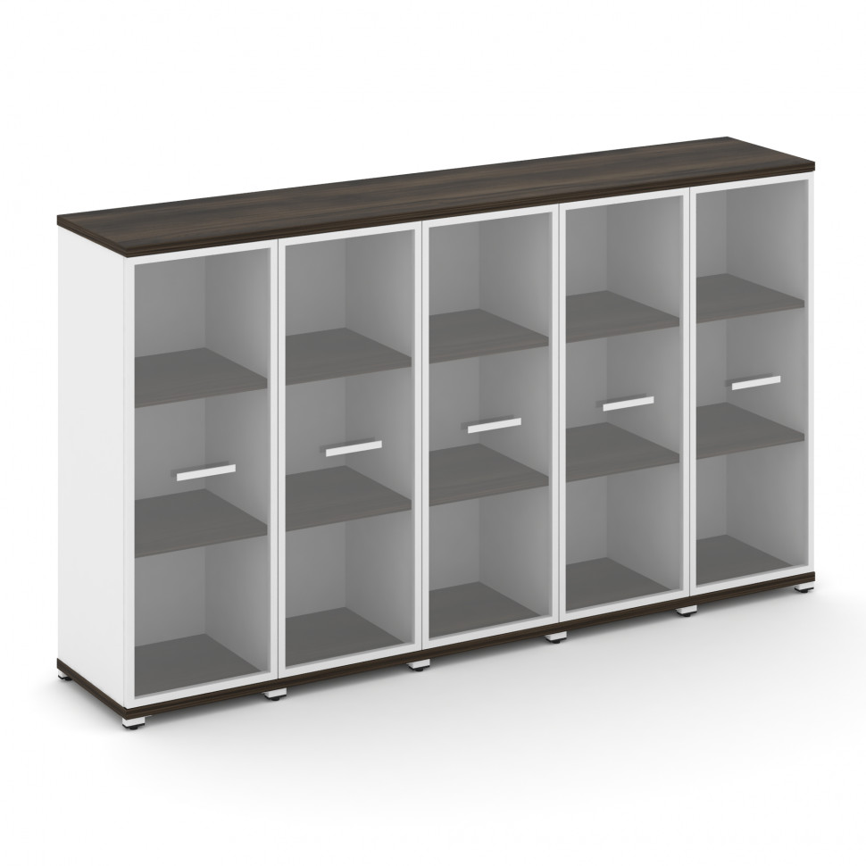 Concept Шкаф 5 узких секций, 3 ниши CN.STU-356 RPW W Дуб Мали/Белый Бриллиант/Металл Белый/Прозрачны