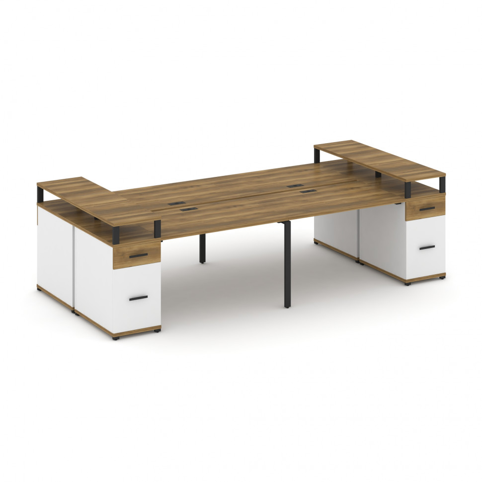 Concept Рабочая станция 4 места с 2 опорными тумбами CN.DRS-446 B Сандал Янтарный/Белый Бриллиант/Ме Concept Рабочая станция 4 места с 2 опорными тумбами CN.DRS-446 B Сандал Янтарный/Белый Бриллиант/Ме