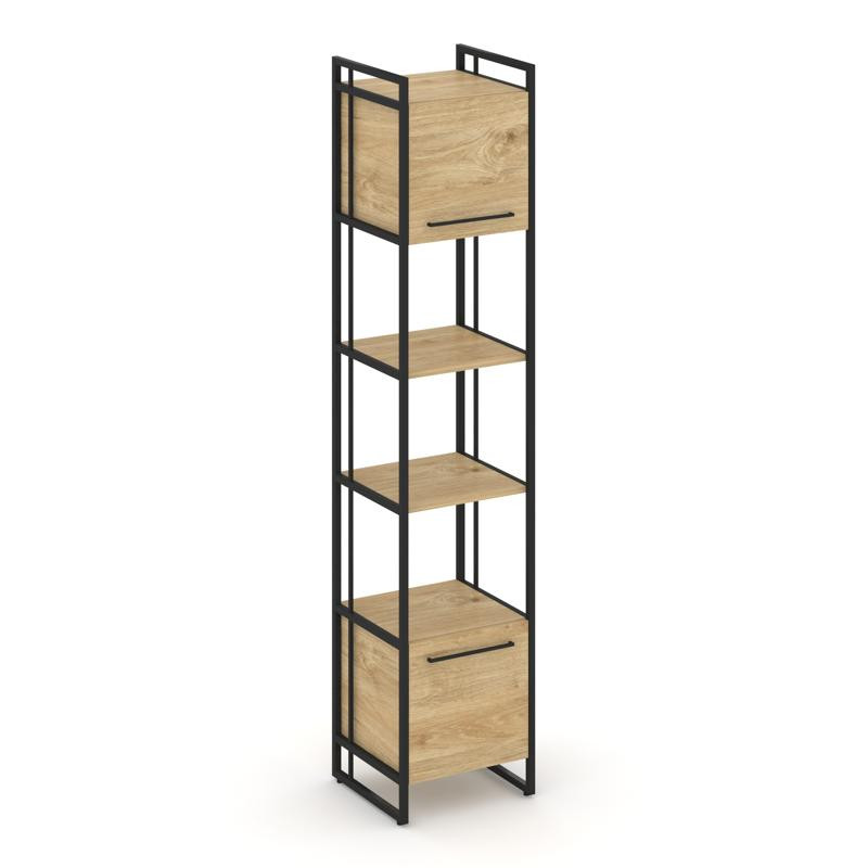 Rift Шкаф 5 ниш узкий RF.SU-54 (U) Тиквуд Светлый/Металл Черный/Черный Ручки 420*396*2010