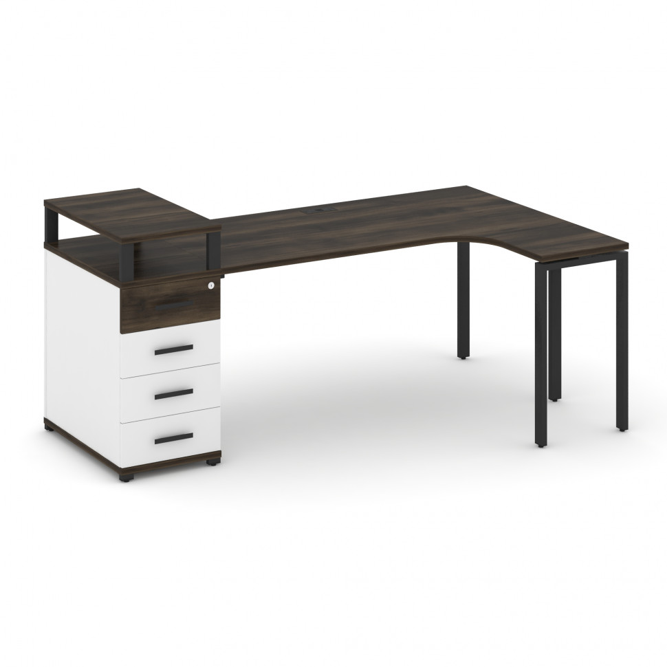 Concept Стол эргономичный CN.SA-406(R) B Дуб Мали/Белый Бриллиант/Металл Черный 2000*1180*917 Concept Стол эргономичный CN.SA-406(R) B Дуб Мали/Белый Бриллиант/Металл Черный 2000*1180*917