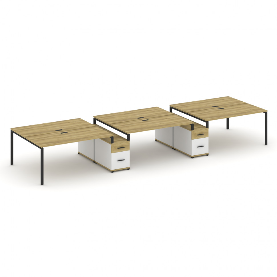 Concept Рабочая станция 6 мест с 2 двухсторонними опорными тумбами CN.DRS-340 B Дуб Винченцо/Белый Б Concept Рабочая станция 6 мест с 2 двухсторонними опорными тумбами CN.DRS-340 B Дуб Винченцо/Белый Б