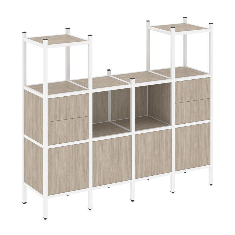 Loft Прямой стеллаж VR.L-14 Дуб Аттик/Металл Белый 1694*446*1458 Loft Прямой стеллаж VR.L-14 Дуб Аттик/Металл Белый 1694*446*1458