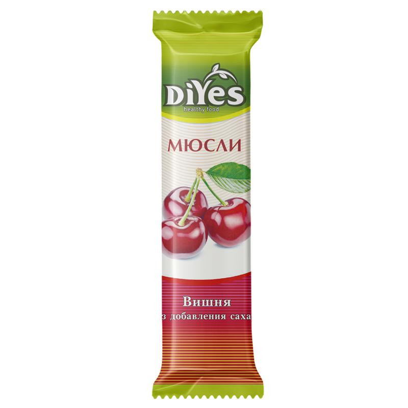 Батончик мюсли DiYes Вишня без сахара, 25гх36шт/уп