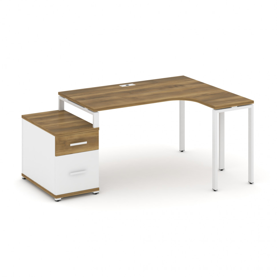 Concept Стол эргономичный с опорной тумбой CN.SA-302(R) W Сандал Янтарный/Белый Бриллиант/Металл Бел