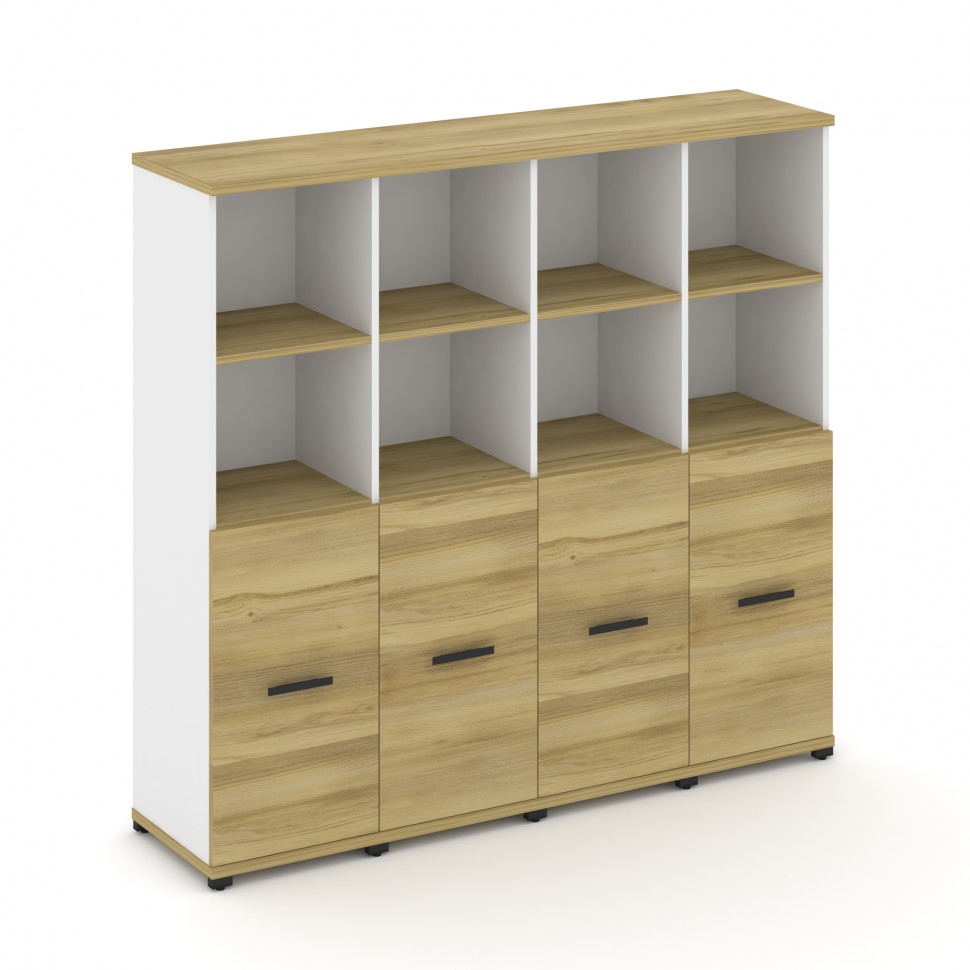 Concept Шкаф 4 узкие секции, 4 ниши CN.STU-441 B Дуб Винченцо/Белый Бриллиант/Металл Черный 1668*420