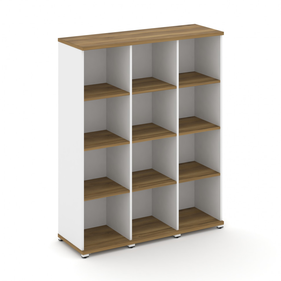 Concept Стеллаж 3 узкие секции, 4 ниши CN.STU-430 Сандал Янтарный/Белый Бриллиант/Металл Белый 1252*