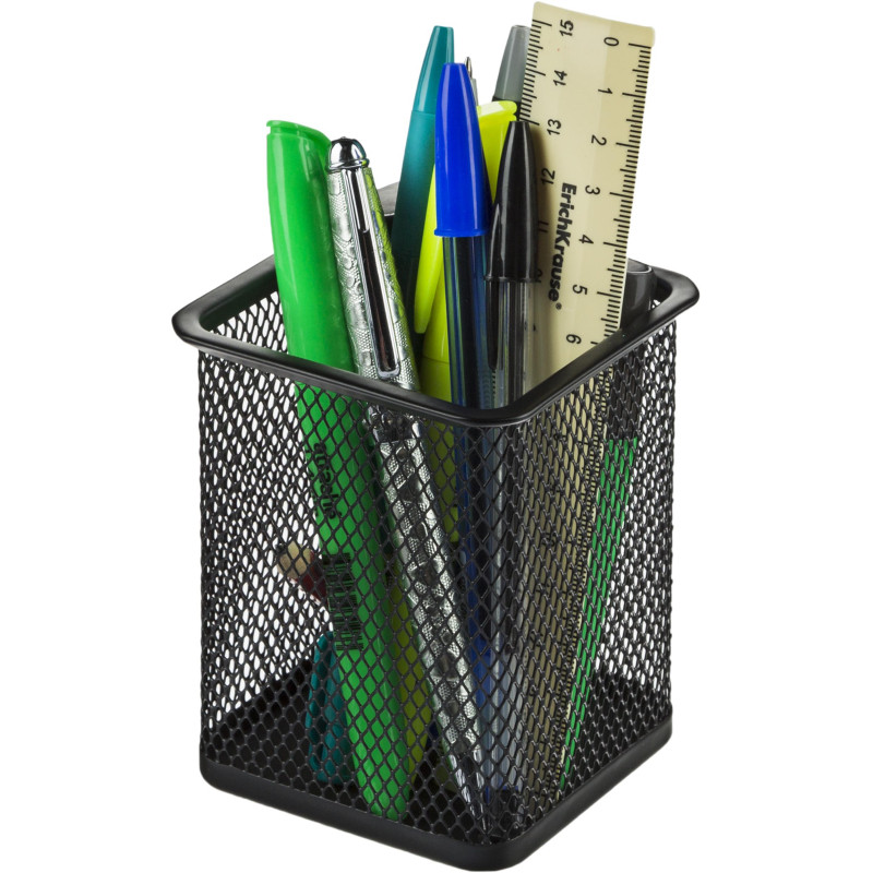 Подставка-стакан M&amp;G квадрат,метал сетка, черн, 78х100мм