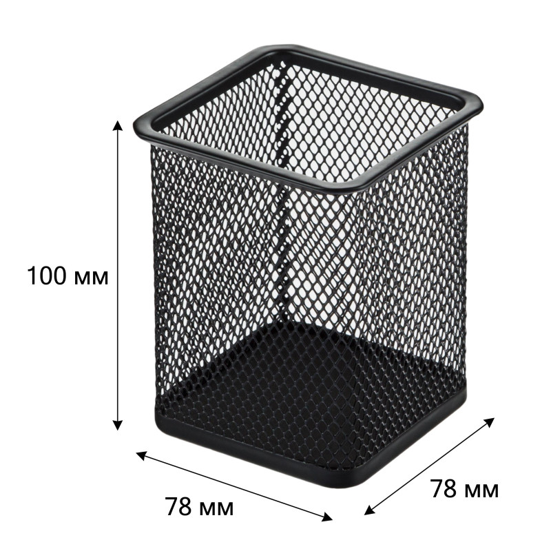 Подставка-стакан M&amp;G квадрат,метал сетка, черн, 78х100мм