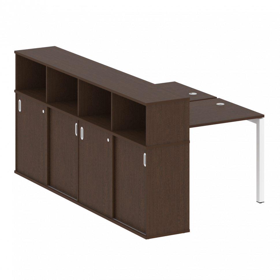 Metal System Quattro Рабочая станция с шкафом-купе на П-образном м/к 50БП.РС-СШК-4.1 Т Венге Цаво/Ме