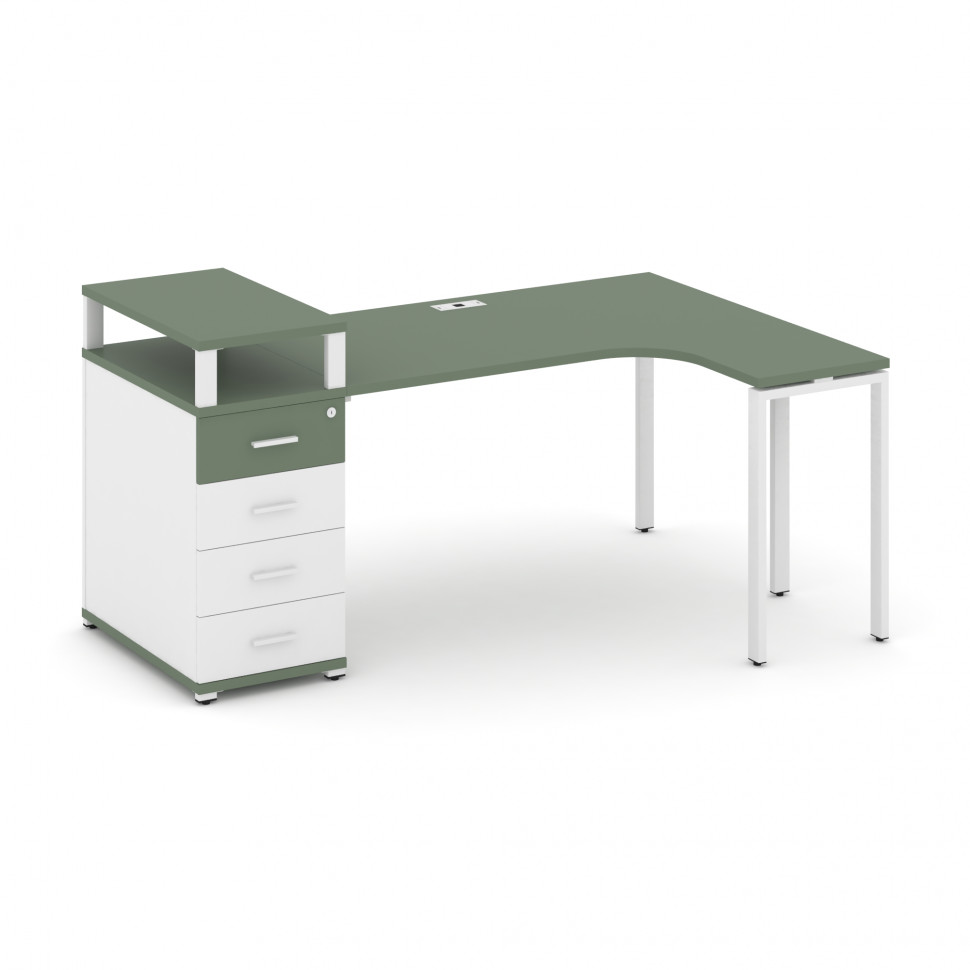 Concept Стол эргономичный CN.SA-405(R) W Кобо/Белый Бриллиант/Металл Белый 1800*1180*917 Concept Стол эргономичный CN.SA-405(R) W Кобо/Белый Бриллиант/Металл Белый 1800*1180*917