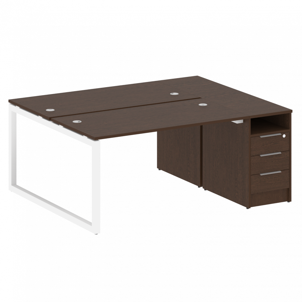 Metal System Quattro Рабочая станция с тумбой на О-образном м/к 50БО.РС-СТП-2.3 Венге Цаво/Металл Бе