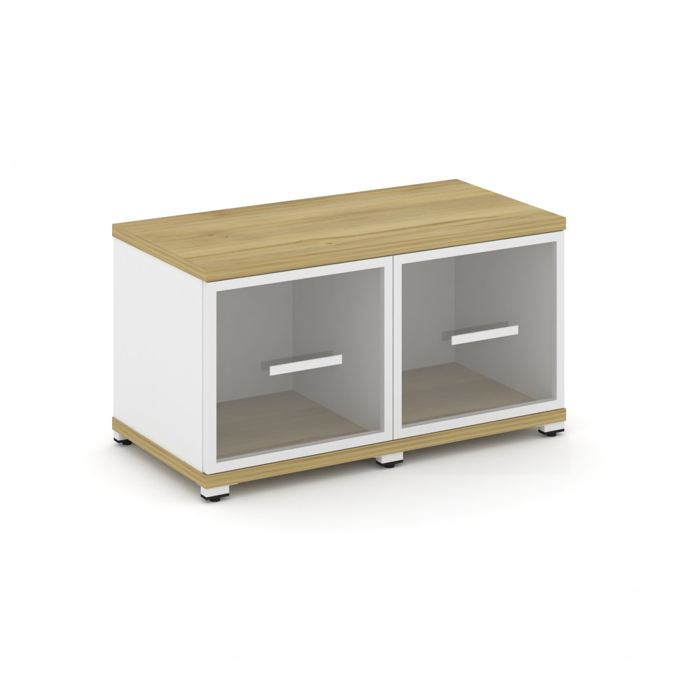 Concept Шкаф 2 узкие секции, 1 ниша CN.STU-123 RPW W Дуб Винченцо/Белый Бриллиант/Металл Белый/Прозр