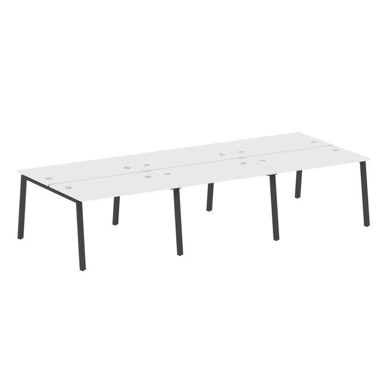 Metal System Рабочая станция на 6 мест на А-образном м/к БА.СМ-6.2 Белый/Металл Антрацит 3600*1475*7