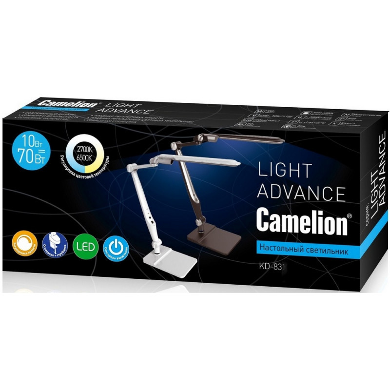 Светильник Camelion KD-831 C02 черн, 10 Вт, LED