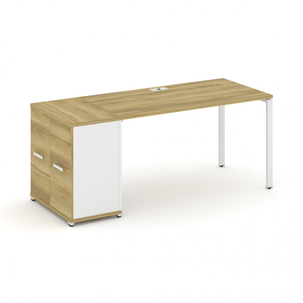 Concept Стол рабочий с опорным распаш. шкафом CN.SP-219 W Дуб Винченцо/Белый Бриллиант/Металл Белый Concept Стол рабочий с опорным распаш. шкафом CN.SP-219 W Дуб Винченцо/Белый Бриллиант/Металл Белый