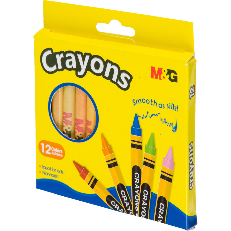 Мелки восковые M&amp;G, круглый корпус, 12 цветов в наборе