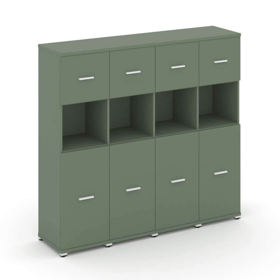 Concept Шкаф 4 узкие секции, 4 ниши CN.STU-445 W Кобо/Металл Белый 1668*420*1554