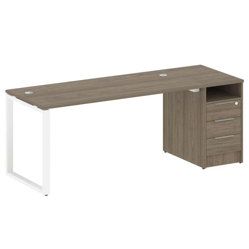 Metal System Рабочая станция с тумбой на О-образном м/к БО.РС-СТП-1.4 Вяз Благородный/Металл Белый 2 Metal System Рабочая станция с тумбой на О-образном м/к БО.РС-СТП-1.4 Вяз Благородный/Металл Белый 2