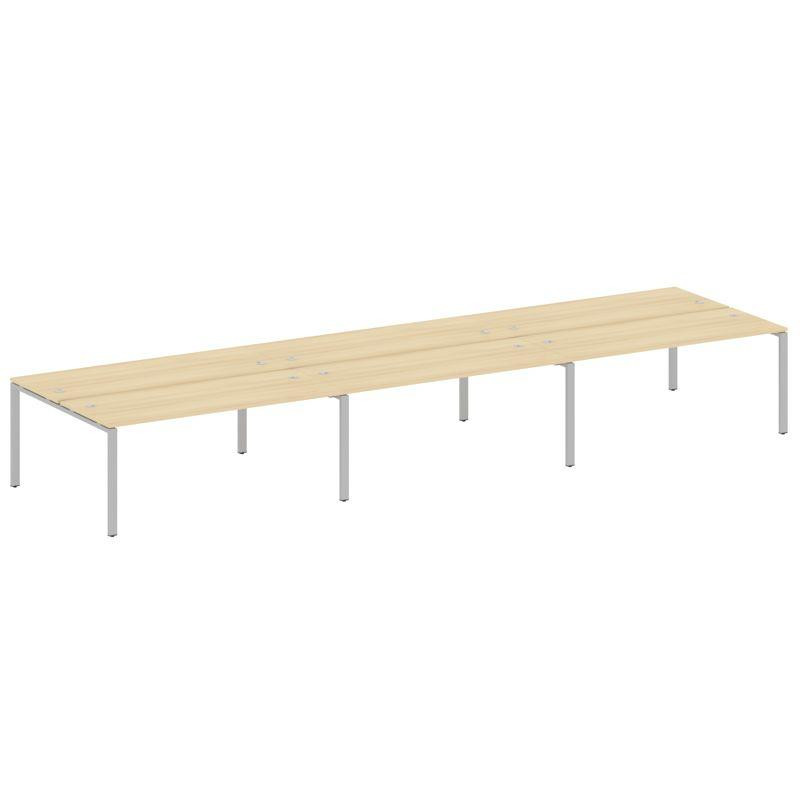 Metal System Рабочая станция на 6 мест на П-образном м/к БП.СМ-6.5 Акация Лорка/Металл Серый 5400*14