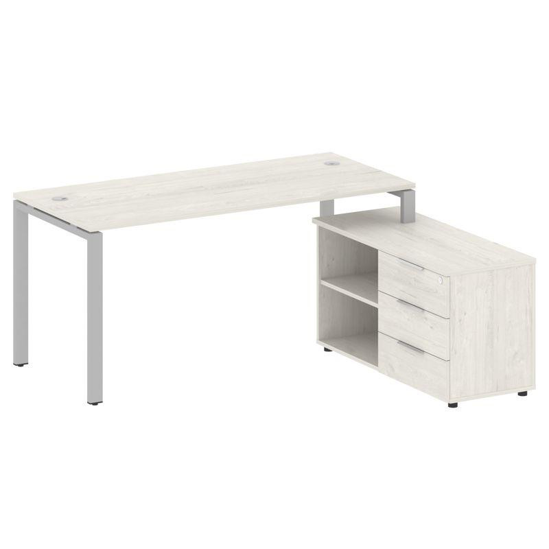 Metal System Рабочая станция с тумбой на П-образном м/к БП.РС-СТС-2.4 (R) Дуб Наварра/Металл Серый 1