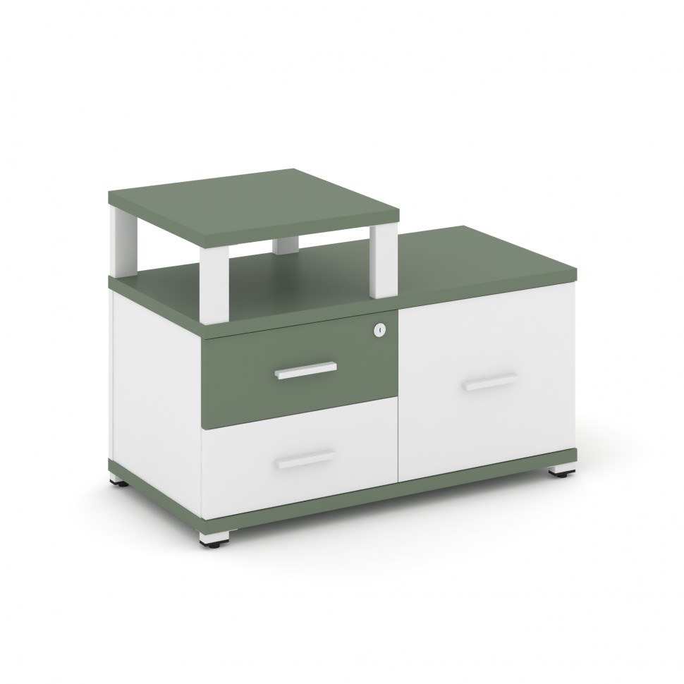 Concept Тумба приставная широкая 2 ящ.+1 распаш. фасад с надставкой узкой CN.TSP-005 W Кобо/Белый Бр